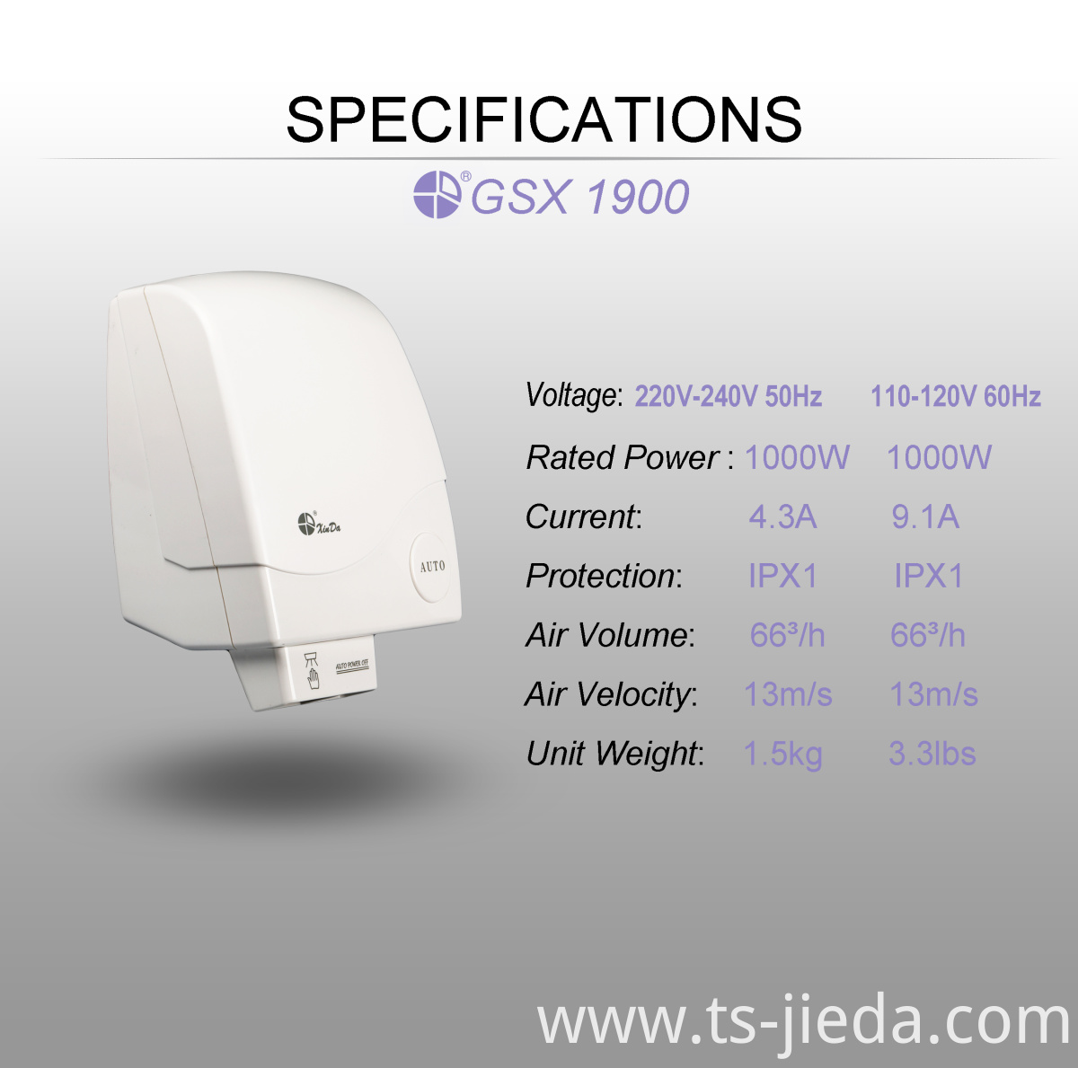 Low power hand touch hot air dryer Low power hand touch hot air dryer
